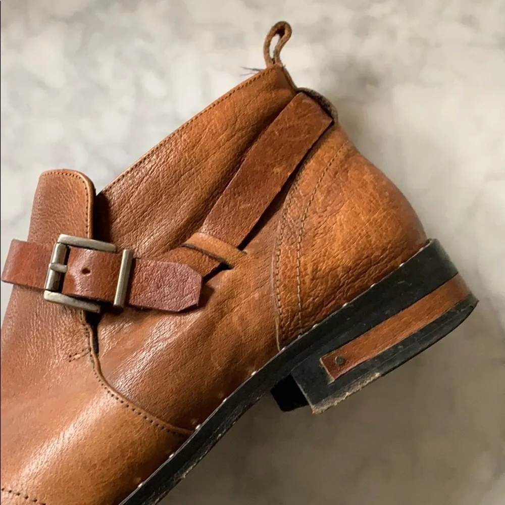 Freda Salvador Tan Leather Buckle Booties - Picture 4 of 5